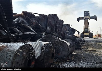 خسارات انفجار در اسکله شهید رجایی - بندرعباس