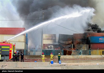 سومین روز حادثه انفجار در اسکله شهید رجایی - بندرعباس