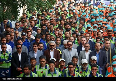 آیین اذن خدمت نیروهای خدمات شهردای مشهد