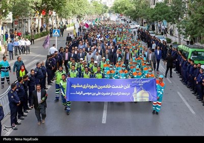 آیین اذن خدمت نیروهای خدمات شهردای مشهد