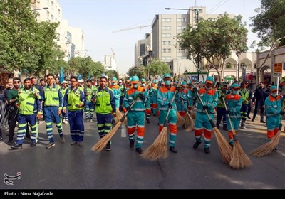 آیین اذن خدمت نیروهای خدمات شهردای مشهد