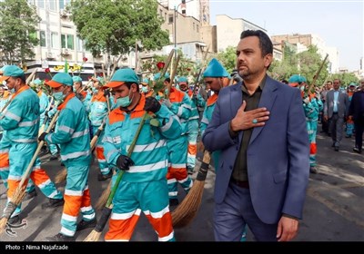 آیین اذن خدمت نیروهای خدمات شهردای مشهد