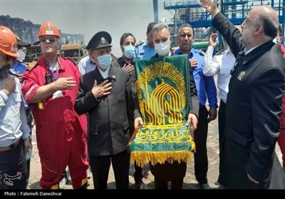 کاروان زیر سایه خورشید در محل حادثه بندر شهید رجایی