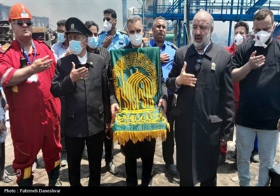 کاروان زیر سایه خورشید در محل حادثه بندر شهید رجایی