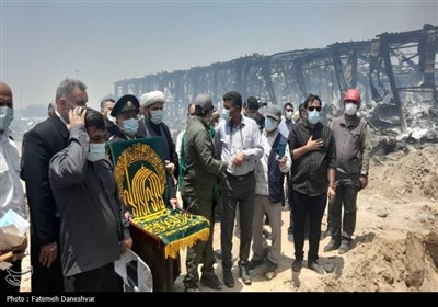 کاروان زیر سایه خورشید در محل حادثه بندر شهید رجایی