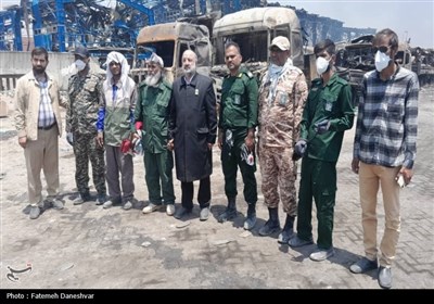 کاروان زیر سایه خورشید در محل حادثه بندر شهید رجایی