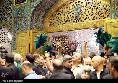 تعویض گل های ضریح مطهر امام رضا(ع)