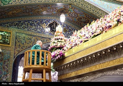 تعویض گل های ضریح مطهر امام رضا(ع)