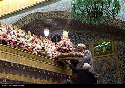 تعویض گل های ضریح مطهر امام رضا(ع)