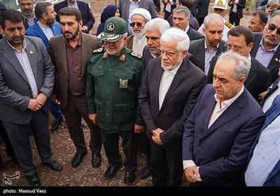 حضور محمدرضا عارف، معاون اول رئیس جمهور در کارگاه عمرانی طرح انتقال آب ارس به تبریز در شهرستان مرند