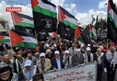 راهپیمایی مردم رام الله در هفتاد و هفتمین سالگرد روز نکبت