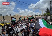 راهپیمایی مردم رام الله در هفتاد و هفتمین سالگرد روز نکبت