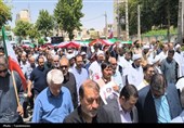 قیام نمازگزاران در محکومیت حمله ‌اسرائیل/ فقط انتقام‌