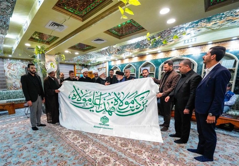 پرچم غدیر به آستان‌های حسینی، عباسی و عسکری رسید