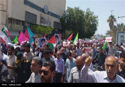 خشم نمازگزاران بوشهری از جنایات رژیم‌ صهیونیستی