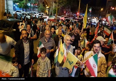 شادی مردم اردبیل پس از حملات موشکی به رژیم صهیونیستی