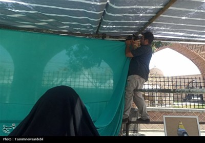 استقبال مردم اردبیل از راهپیمایی غدیر با شعار ایران؛ ذوالفقار علی(ع)