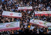 تشییع پیکر شهدای جنایت رژیم صهیونیستی در خرمآباد