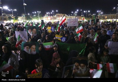 اجتماع بزرگ مردم همدان در حمایت از حمله موشکی ایران به پایگاههای نظامی امریکا
