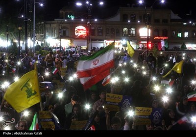 اجتماع بزرگ مردم همدان در حمایت از حمله موشکی ایران به پایگاههای نظامی امریکا