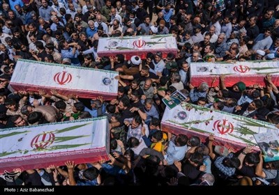 تشییع پیکر شهدای حملات تروریستی رژیم صهیونیستی