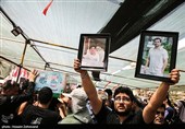 تشییع پیکر شهدای حملات تروریستی رژیم صهیونیستی