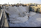 آئین سنتی برافراشتن خیمه عزای سیدالشهدا (ع) در  چهل اختران قم