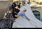 آئین سنتی برافراشتن خیمه عزای سیدالشهدا (ع) در  چهل اختران قم
