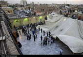 آئین سنتی برافراشتن خیمه عزای سیدالشهدا (ع) در  چهل اختران قم