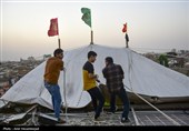 آئین سنتی برافراشتن خیمه عزای سیدالشهدا (ع) در  چهل اختران قم