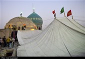 آئین سنتی برافراشتن خیمه عزای سیدالشهدا (ع) در چهل اختران قم