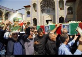 تشییع پیکر شهدای حملات رژیم صهیونیستی در حرم شاهچراغ (ع)