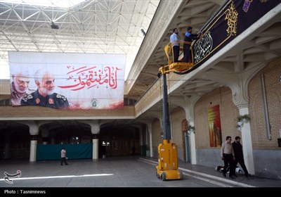 حرم حضرت معصومه(س) سیاهپوش عزای اباعبدالله(ع) شد