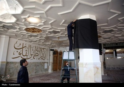 حرم حضرت معصومه(س) سیاهپوش عزای اباعبدالله(ع) شد