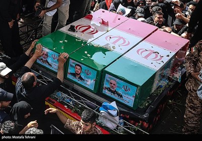 مراسم تشییع پیکر فرماندهان نظامی و دانشمندان کشورمان، که در پی تجاوز اخیر رژیم صهیونیستی