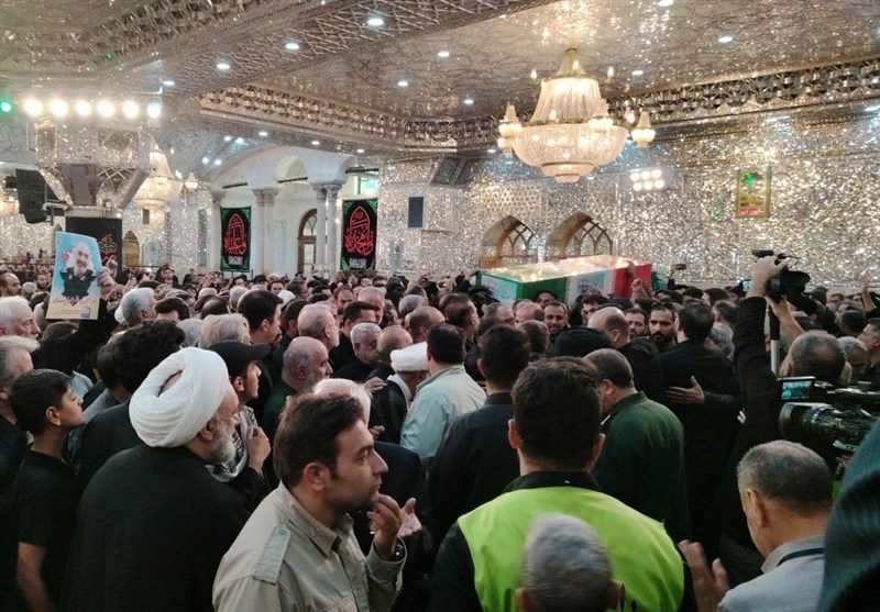 پیکر سپهبد شهید سلامی در حرم سیدالکریم (ع) آرام گرفت