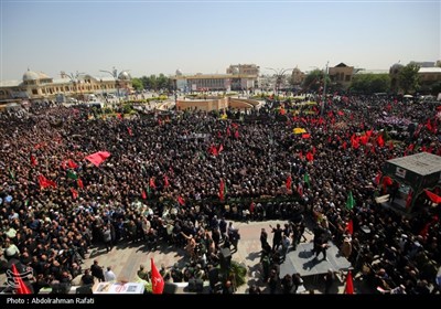 سنگ تمام مردم دارالمومنین در تشییع سپهبد شهید علی شادمانی