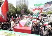 مراسم تشییع پیکر مطهر 4 شهید جنایت رژیم صهیونی در مشهد
