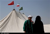برافراشتن خیمه حسینی زیر سایه گنبد فیروزهای امامزاده هارونیه
