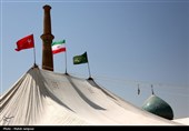 برافراشتن خیمه حسینی زیر سایه گنبد فیروزه‌ای امامزاده هارونیه