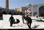 برافراشتن خیمه حسینی زیر سایه گنبد فیروزه‌ای امامزاده هارونیه
