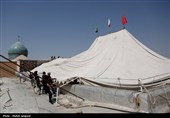 برافراشتن خیمه حسینی زیر سایه گنبد فیروزه‌ای امامزاده هارونیه