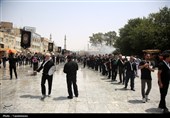 حضور دسته‌جات عزاداری تاسوعای حسینی در حرم کریمه اهل بیت(س)