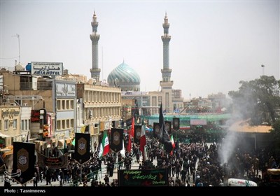 حضور دسته‌جات عزاداری تاسوعای حسینی در حرم کریمه اهل بیت(س)
