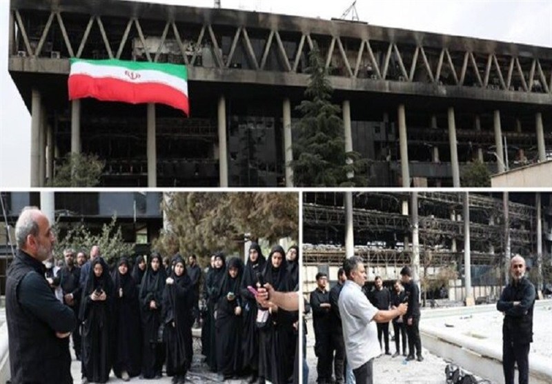 جمعی از دانشجویان دانشگاه تهران به ساختمان شیشهای رفتند
