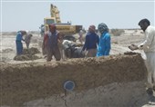 ابتکار منابع طبیعی برای مهار فرسایش بادی/ساخت نخستین بادشکن گلی جهان در بستر هامون