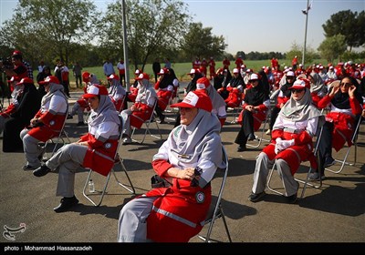 رزمایش نیروهای جمعیت هلال احمر اعزامی به مراسم اربعین حسینی