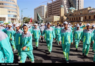 آیین اذن خدمت نیروهای خدمات شهردای مشهد