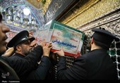 طواف پیکر شهید قمی بر گرد ضریح مطهر حضرت معصومه(س)