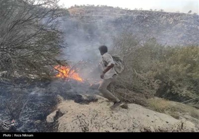 آتش‌سوزی در مراتع منطقه کوهستانی گیسکان دشتستان